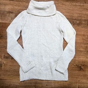 New York & Company Cream Wool Blend Cowl Neck Sweater